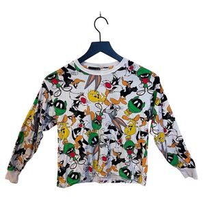 Looney Tunes Allover Print Long Sleeve Shirt Small Multicolor